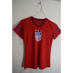 Team USA Soccer GIRLS L Jersey Shirt Graphic T-Shirt Red